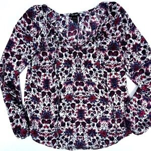 STOOSH Floral Cottagecore Blouse Peasant Boho Keyhole Tie Sz Small